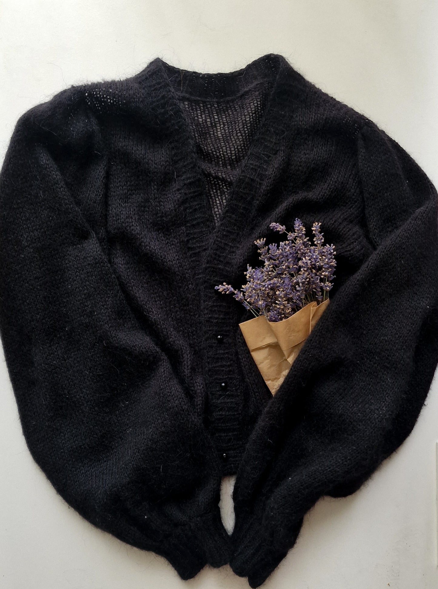 Mohēras jaka ar kuplām piedurknēm