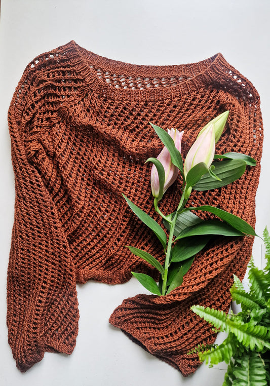 Adīšanas instrukcija "Džemperis tīkliņrakstā ar reglānu no augšas"