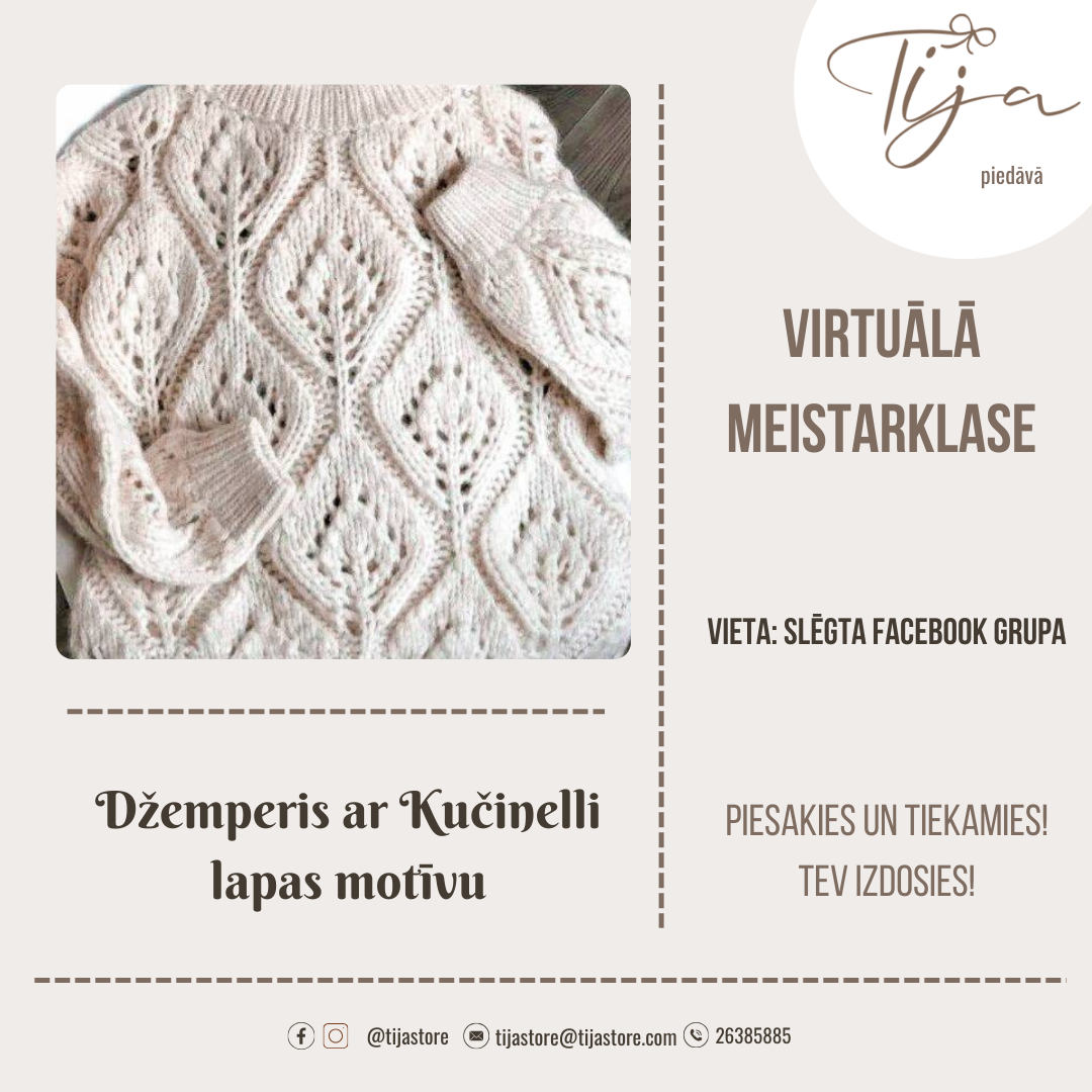 Meistarklase "Džemperis ar Kučinelli lapas motīviem"
