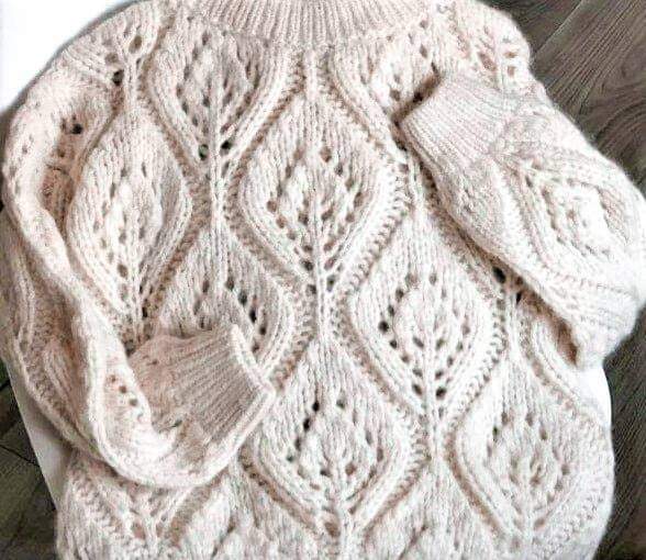 Džemperis ar Kučinelli lapas motīvu, adīšanas apraksts PDF formā