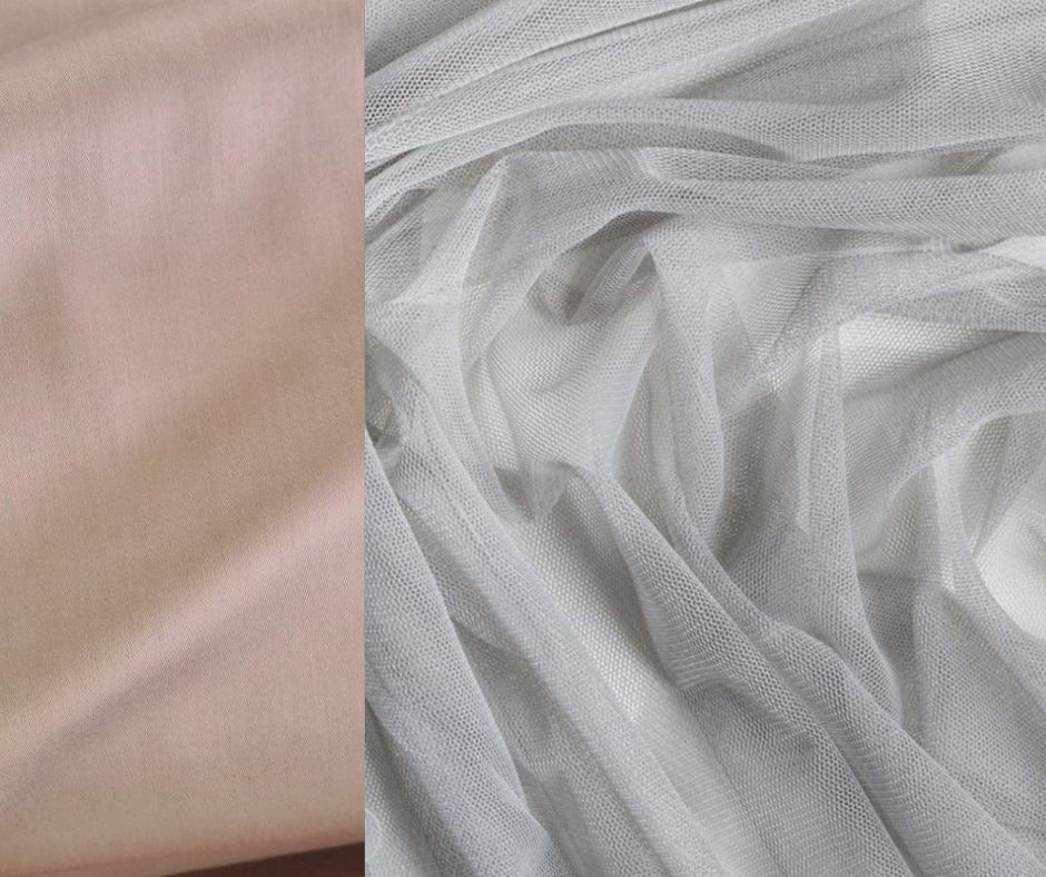 Kokvilnas satīna kleita ar tilla volāniem (pieaugušo)