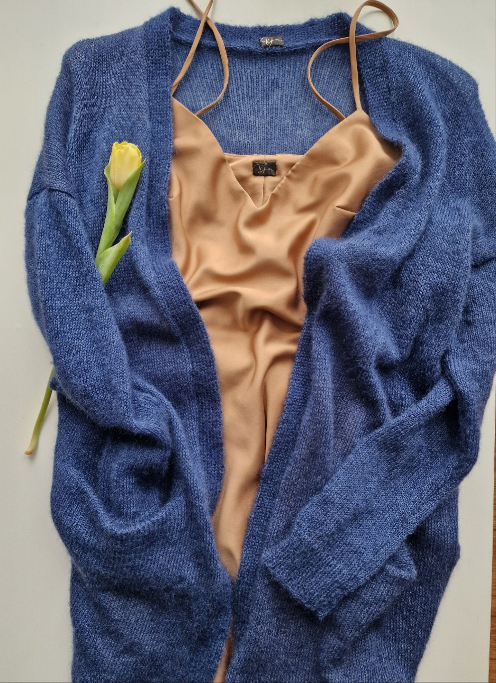 Mohēras jaka ar kabatām