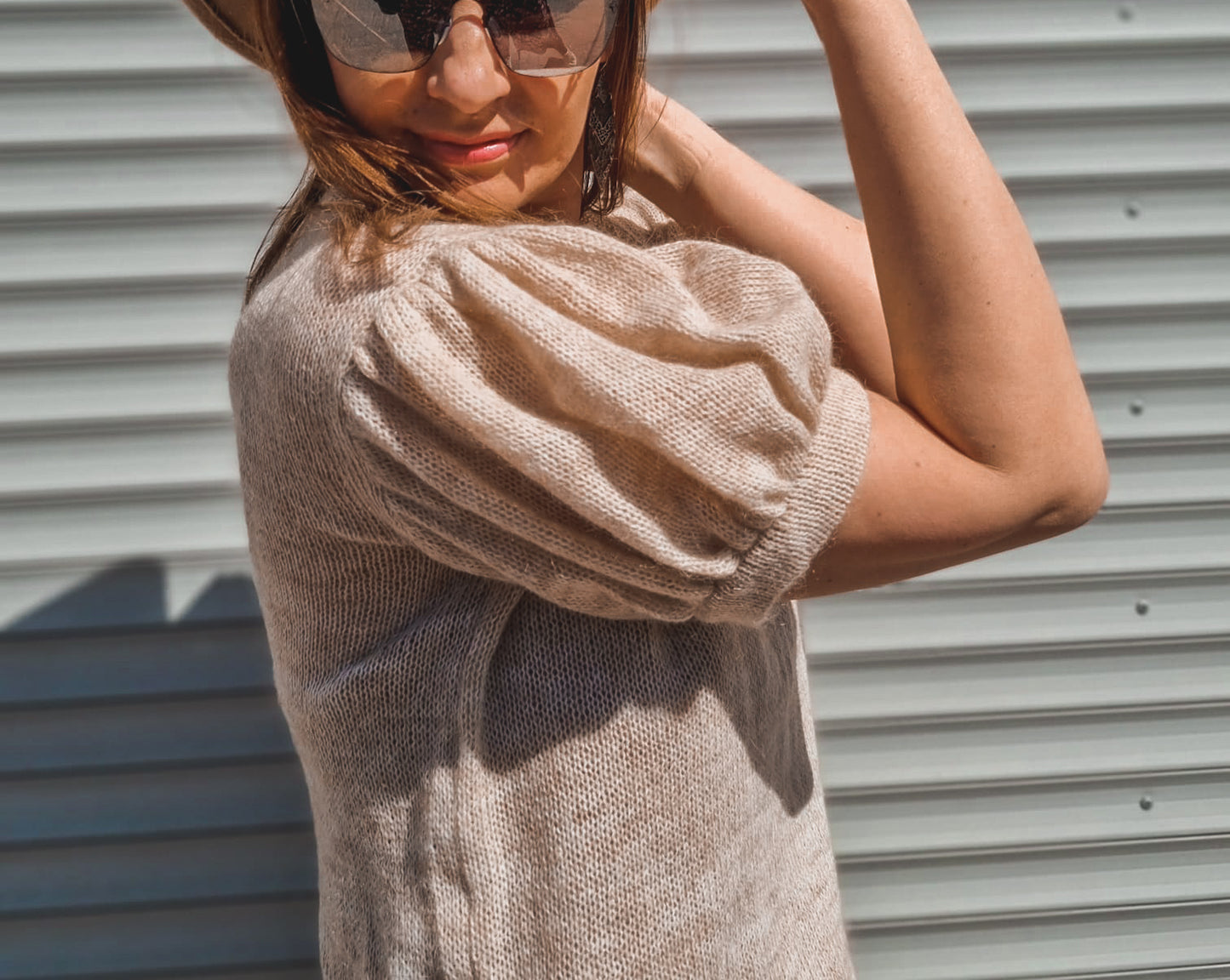 Mohēras tops ar kuplām piedurknēm