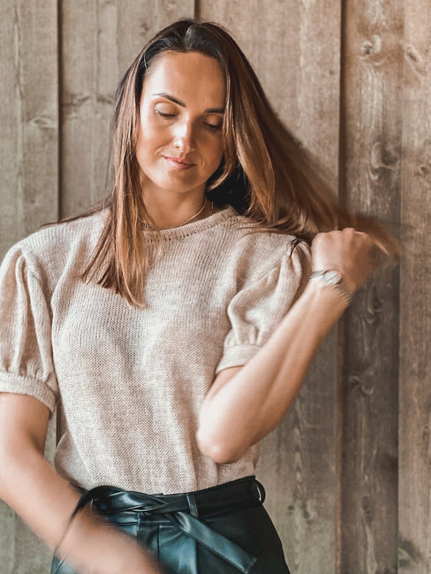 Mohēras tops ar kuplām piedurknēm